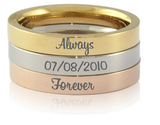 Gold Plated Stainless Steel Engraved Stacker Ring-Charmed Jewellery