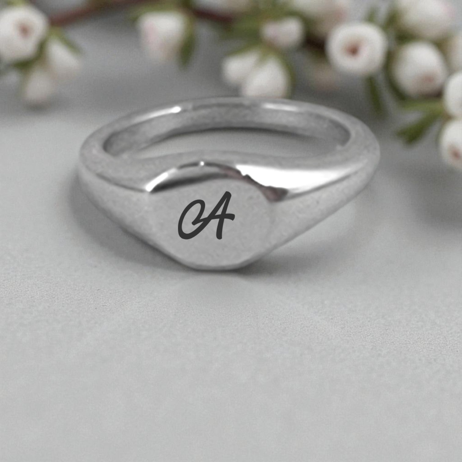 Custom Stainless Steel Signet Ring – Personalized Engraving Band, Name/Date/ID, Promise Ring