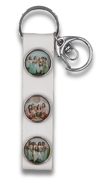 Leather Snap Keyring + 3 Photo Charms