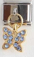 Blue Butterfly Dangle 9mm Charm-Charmed Jewellery
