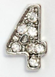 CZ Number 4 Locket Charm-Charmed Jewellery