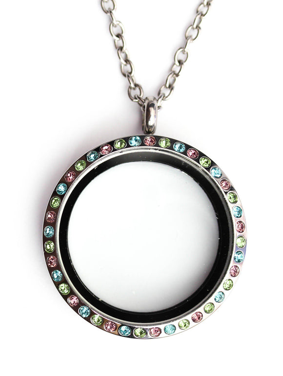 Colour Stone Floating Locket Screw on Top-Charmed Jewellery