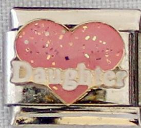 Daughter on Glitter heart 9mm Charm-Charmed Jewellery