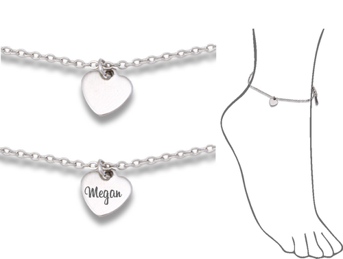 Engraved Heart Ankle Bracelet-Charmed Jewellery