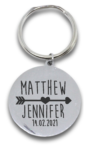 Engraved Personalized Couple Round Keyring-Charmed Jewellery
