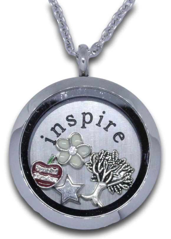 Floating locket + locket plate + 4 locket Charms + Chain *Click product to personalize*-Charmed Jewellery