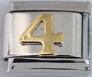 Gold Plated Number 4 9mm Charm