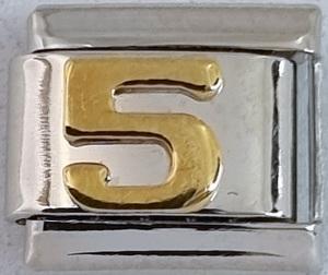 Gold Plated Number 5 9mm Charm
