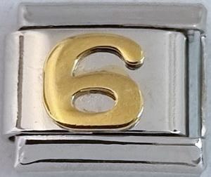 Gold Plated Number 6 9mm Charm