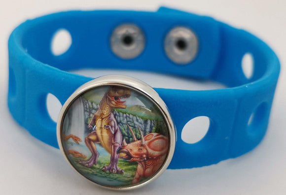 Kid's Blue Rubber Snap Bracelet + Glass Charm (click product to note charm choice)-Charmed Jewellery