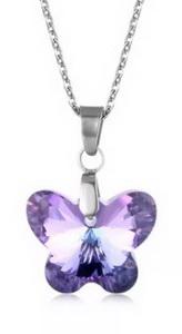 Stainless Steel Crystal Butterfly Necklace