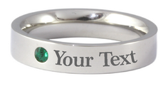 Stainless Steel Engraved Birthstone Ring - May-Charmed Jewellery