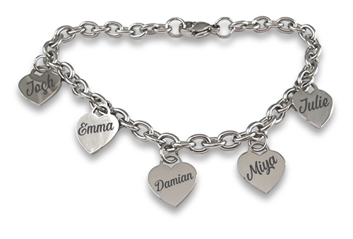 Stainless Steel Personalized Heart Charm Bracelet