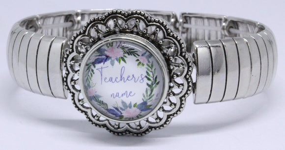 Stretch Snap Bangle + Glass Charm (TS-8) *Click to personalize*-Charmed Jewellery