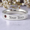 Stainless Steel Engraved Birthstone Ring - January