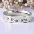 Stainless Steel Engraved Birthstone Ring - October