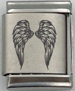 13mm Laser Engraved Charm - Wings