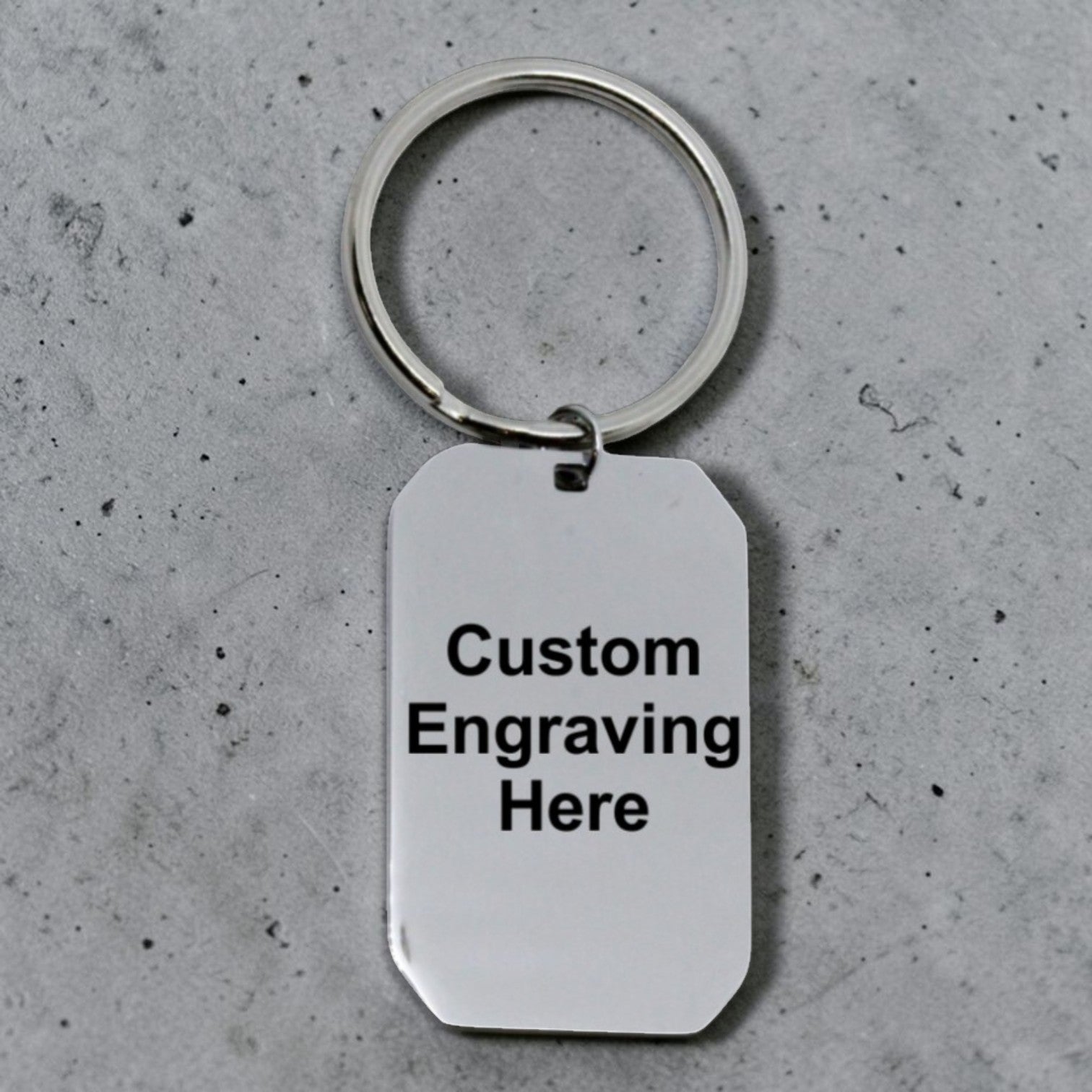 Custom Engraved Dog Tag Keyring (front & back)