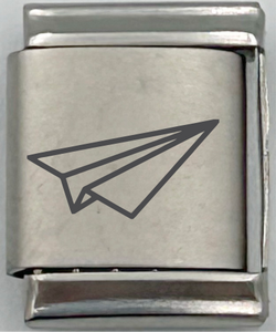 13mm Laser Engraved Charm - Paper Plane