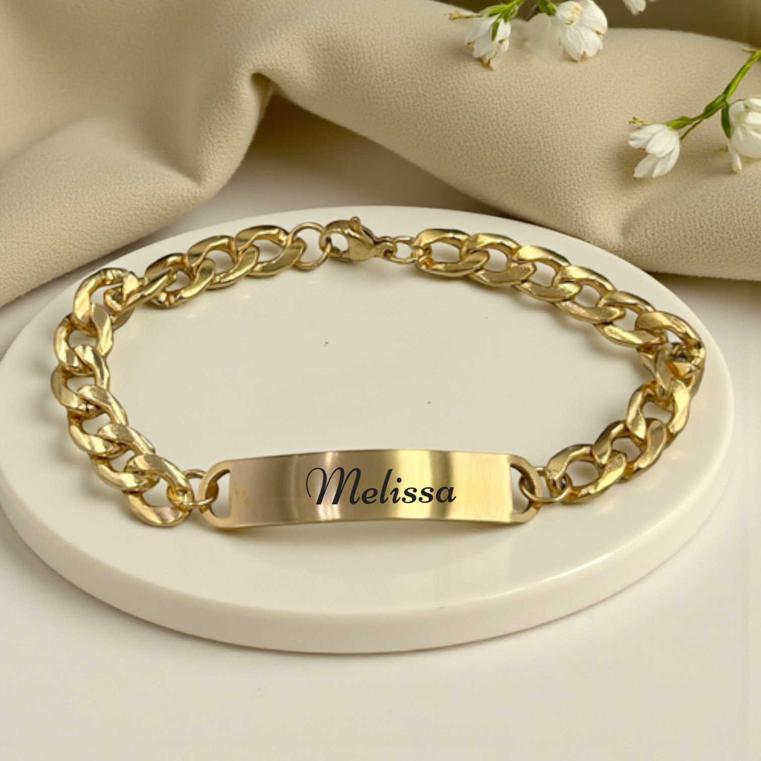 Gold Plated Chunky Personalized ID Bracelet