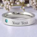 Stainless Steel Engraved Birthstone Ring - December