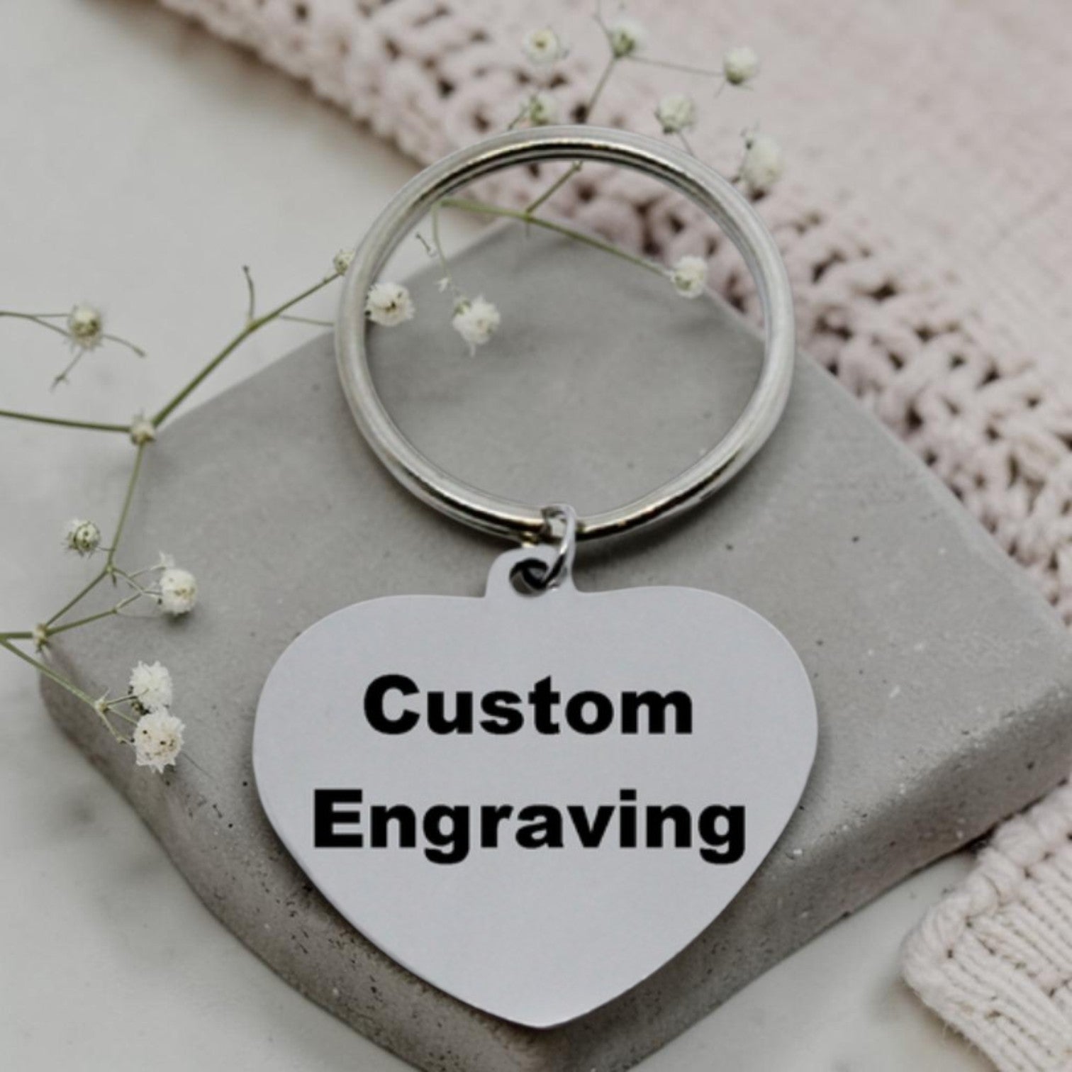 Custom Engraving Heart Keyring