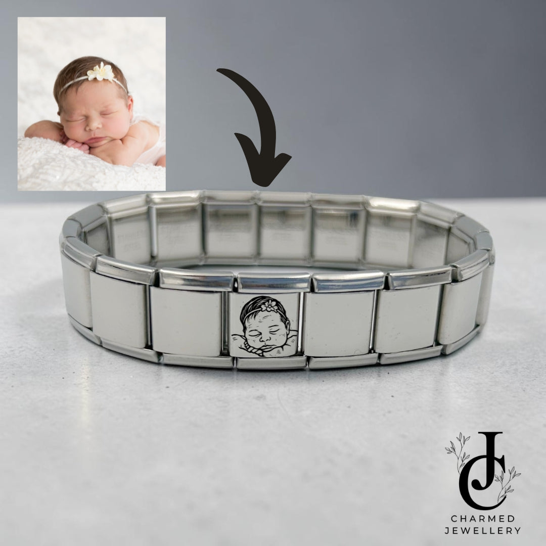 13mm Engraved Photo Italian Charm Bracelet