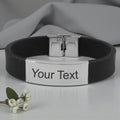 Personalized Engraved Black Rubber Bracelet