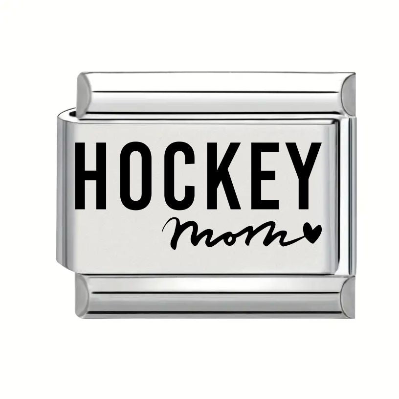 9mm Laser Engraved Charm - Hockey Mom