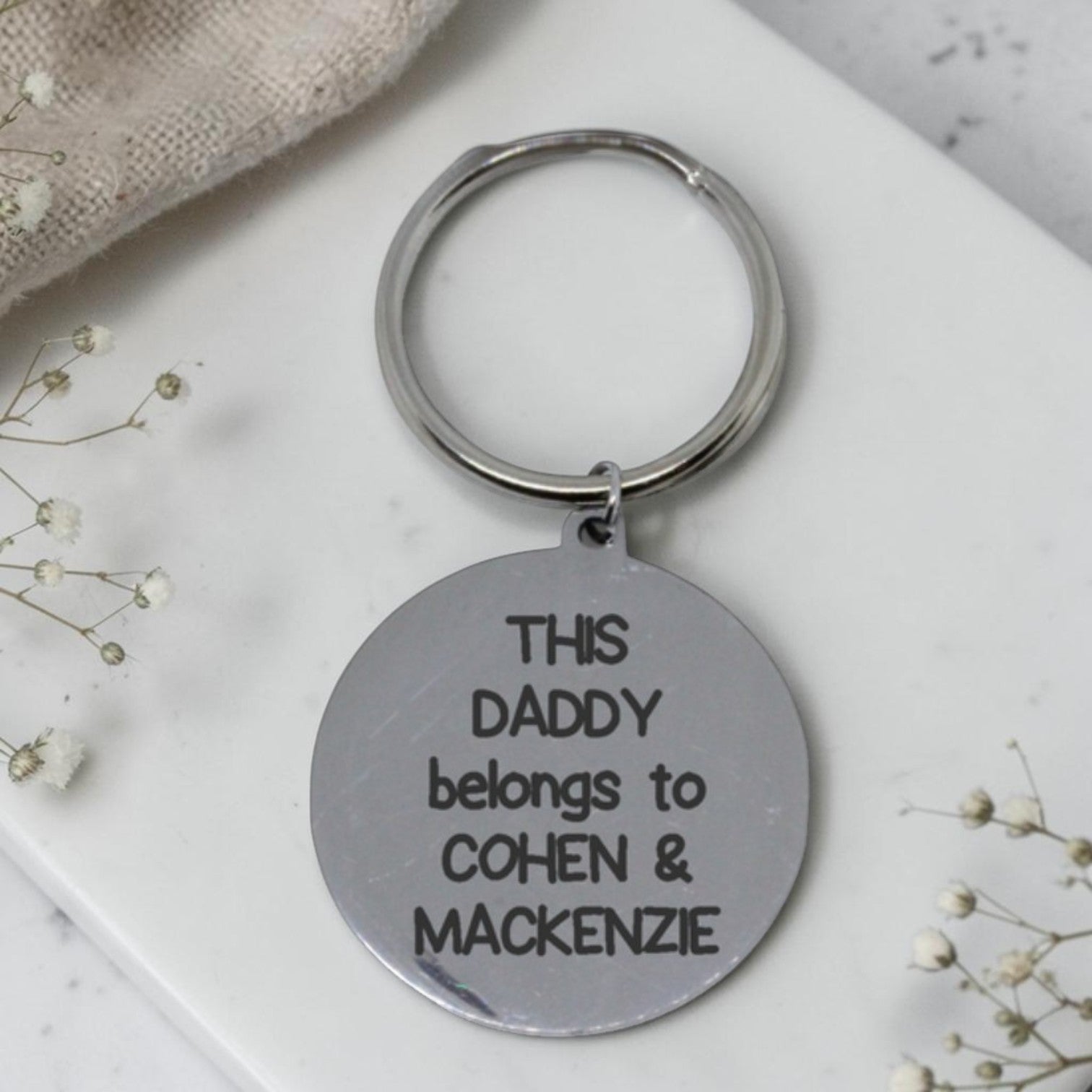 Personalized Daddy Engraved Keyring