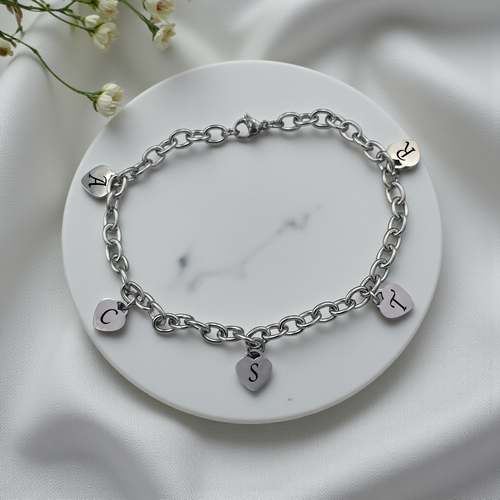 Stainless Steel Personalized Small Heart Charm Bracelet