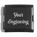 Black Megalink Engraved Italian Charm, joins 2x 9mm bracelets