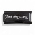 9mm Black Engraved Personalized Superlink Italian charm (Click to Personalize)