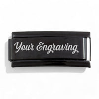 9mm Black Engraved Personalized Superlink Italian charm (Click to Personalize)