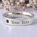 Stainless Steel Engraved Birthstone Ring - February