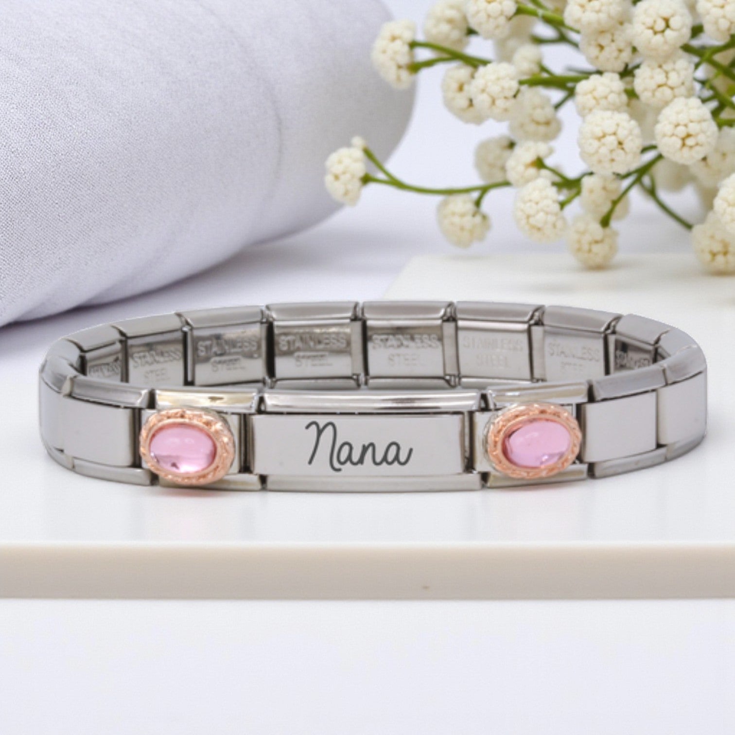 9mm Engraved Name & Enamel Italian Charm Bracelet