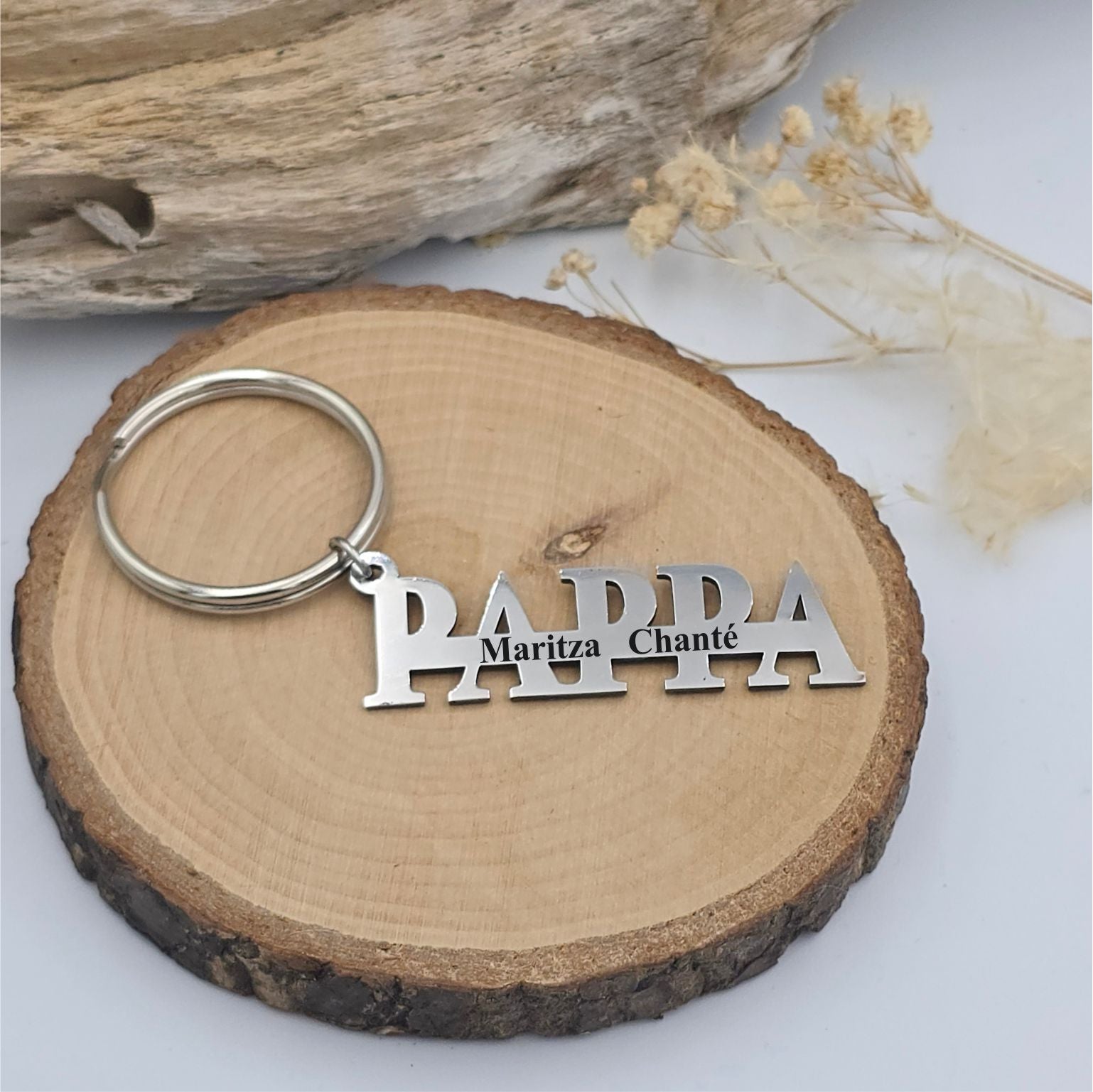 Custom Split Name Keyring with Engraving