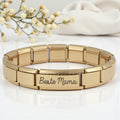 9mm Gold Superlink Engraved Italian Charm Bracelet