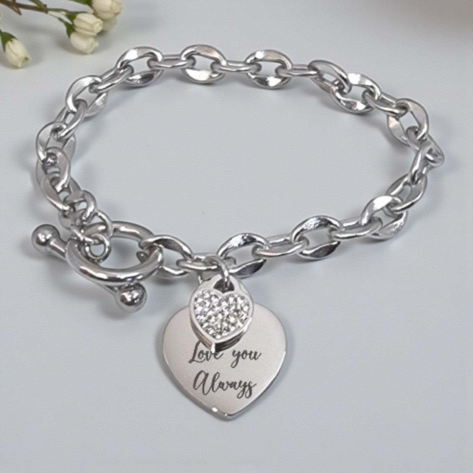 Custom Engraved Chunky Heart Bracelet