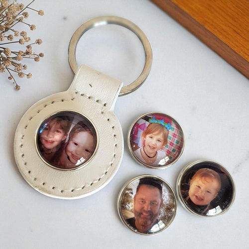 Large Snap Photo Keyring - White