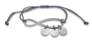 Adjustable Infinity Rope Bracelet with engraved charms