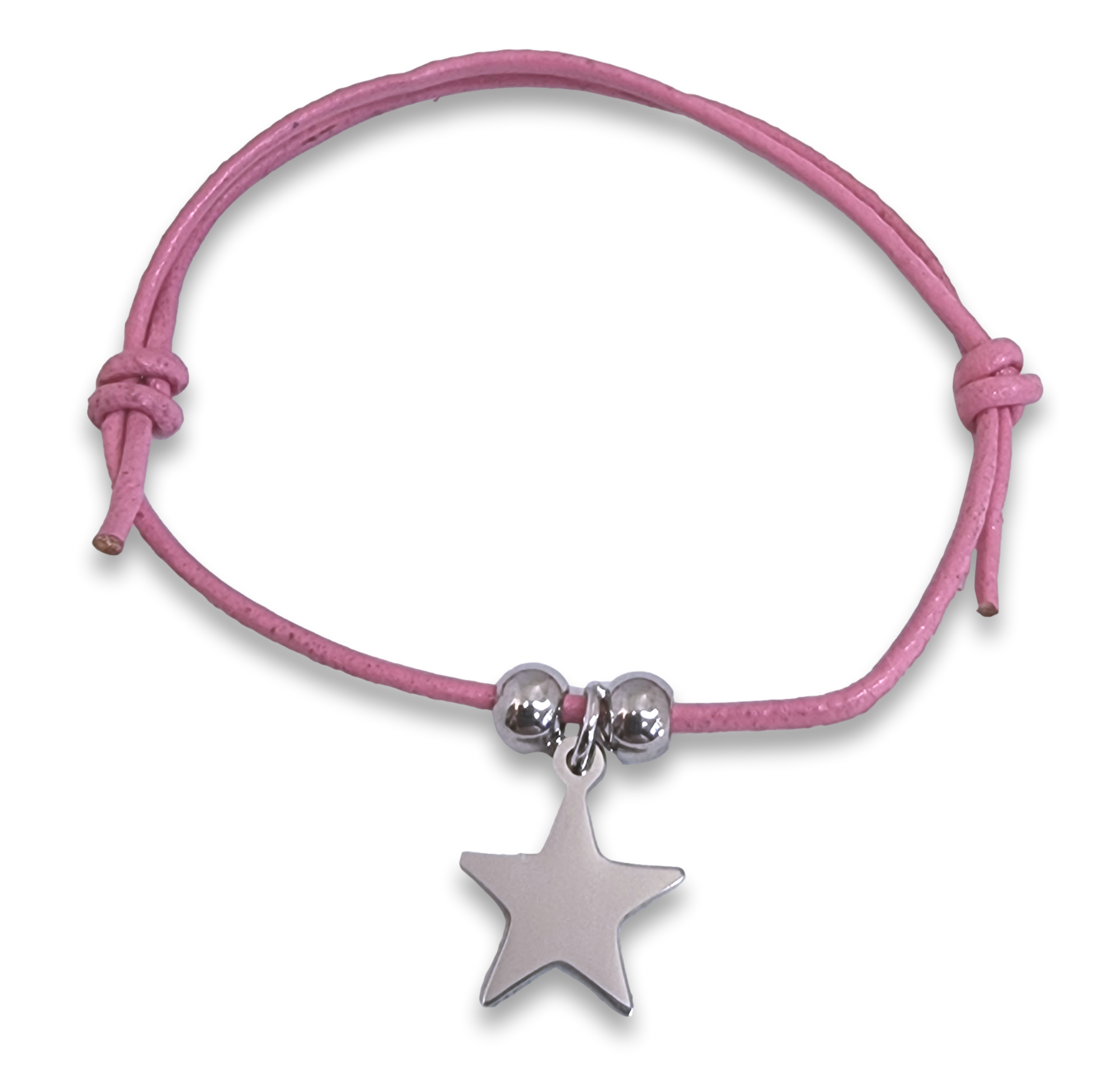 Adjustable Pink Rope Bracelet with Star Charm