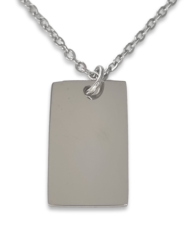 Custom Engraved Birth Flower Rectangle Pendant with Chain
