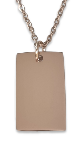 Custom Engraved Birth Flower Rectangle Pendant with Chain