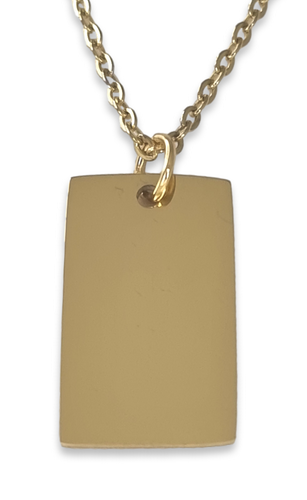 Custom Engraved Birth Flower Rectangle Pendant with Chain