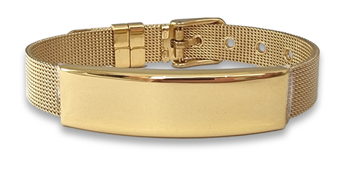 Personalized Gold Plated Stainless Steel Mesh ID Bracelet