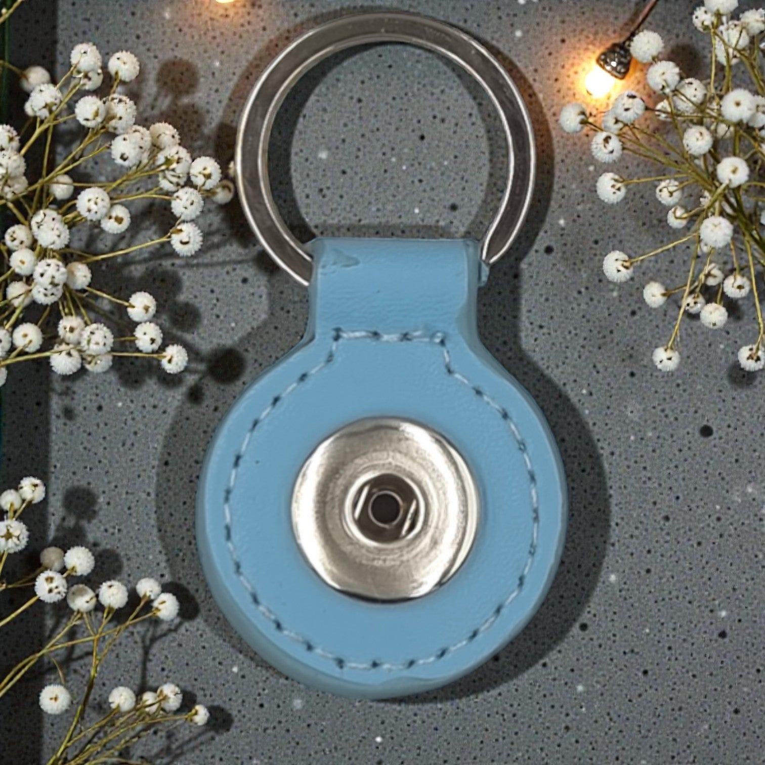 Large Snap Round Blue Keyring (fits large snaps)