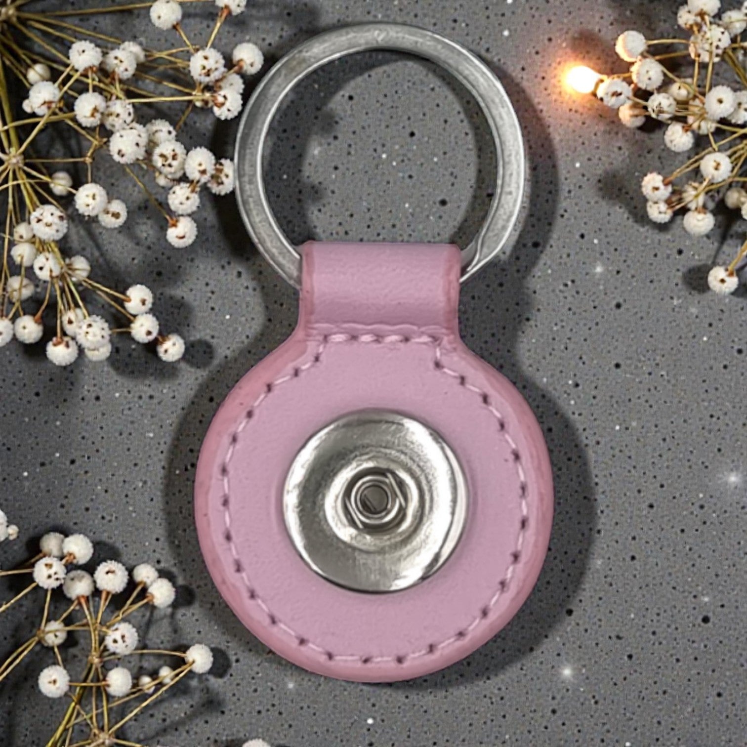 Large Snap Round Light Pink Keyring (fits large snaps)
