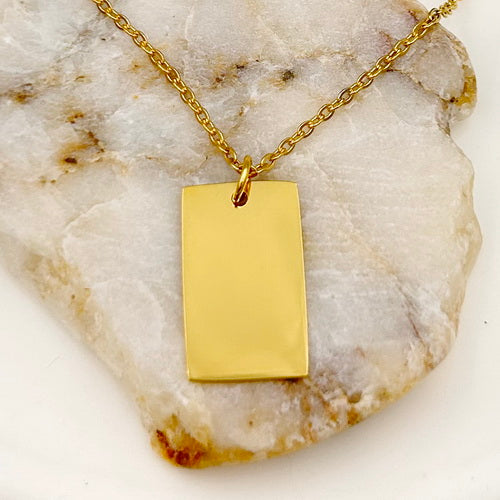 Custom Engraved Rectangle Pendant 2 with Chain