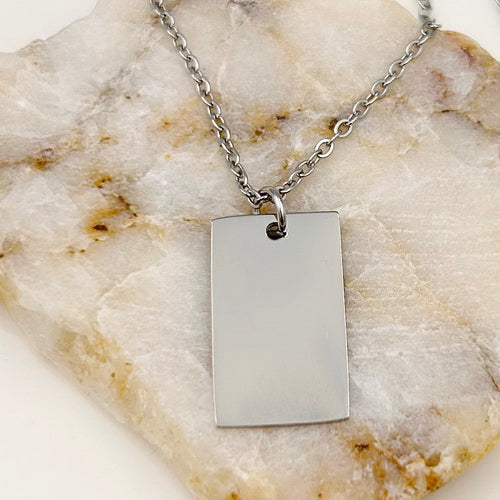 Custom Engraved Rectangle Pendant 1 with Chain